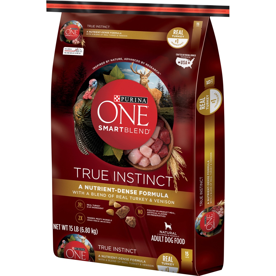 slide 3 of 9, Purina ONE SmartBlend True Instinct Natural Dry Dog Food with Real Turkey & Venison - 15lbs, 15 lb