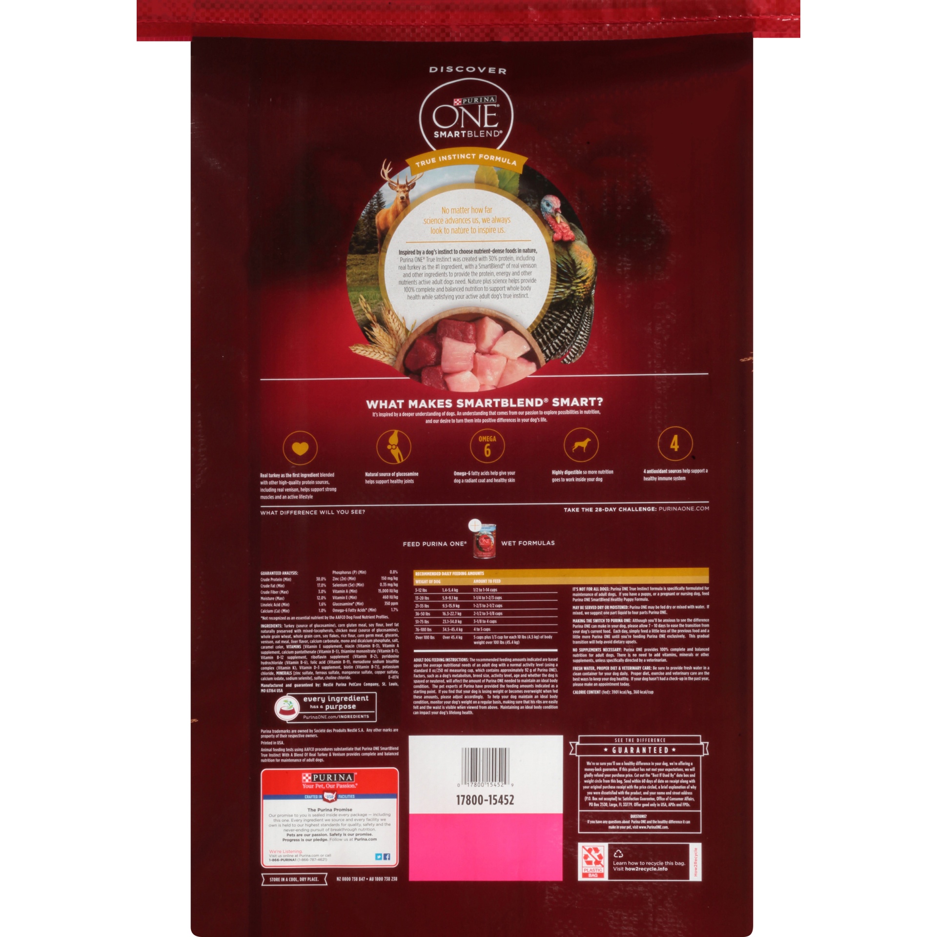 slide 6 of 9, Purina ONE SmartBlend True Instinct Natural Dry Dog Food with Real Turkey & Venison - 15lbs, 15 lb