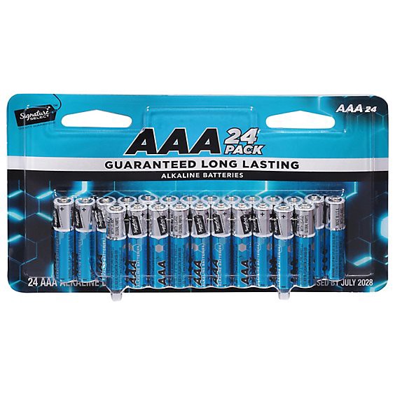 slide 1 of 1, Signature Select Batteries Alkaline Aaa Guaranteed Long Lasting - 24 Count, 24 ct
