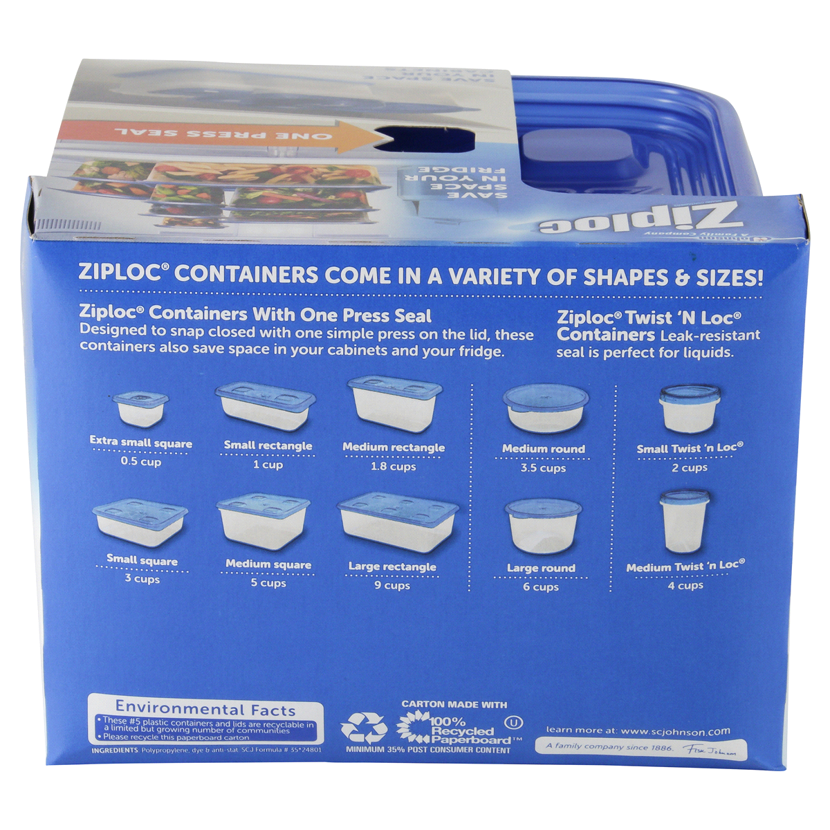 slide 3 of 11, Ziploc Brand, Food Storage Containers with Lids, Smart Snap Technology, Square, 4 ct, 4 ct