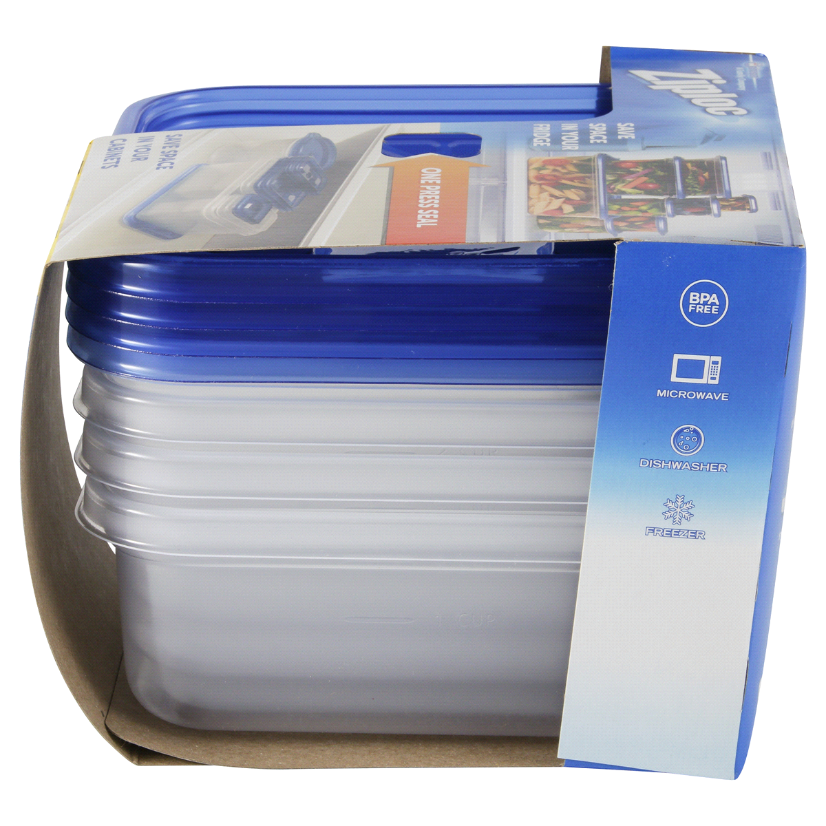 slide 7 of 11, Ziploc Brand, Food Storage Containers with Lids, Smart Snap Technology, Square, 4 ct, 4 ct