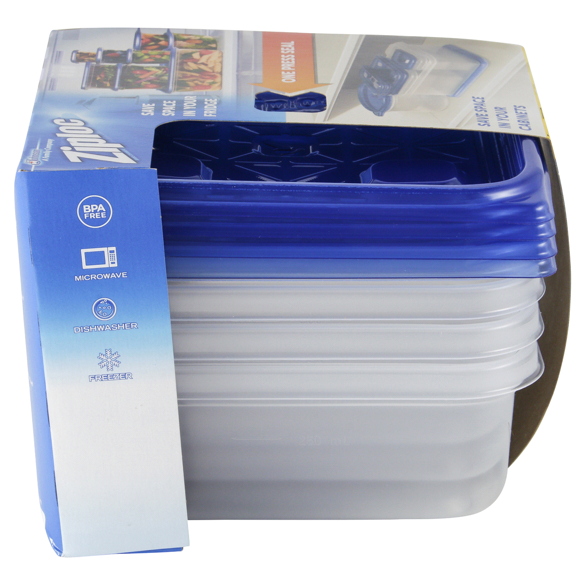 slide 11 of 11, Ziploc Brand, Food Storage Containers with Lids, Smart Snap Technology, Square, 4 ct, 4 ct