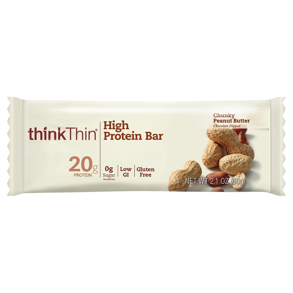 slide 2 of 2, thinkThin think! High Protein Chunky Peanut Butter Bars - 5ct, 5 ct; 2.1 oz