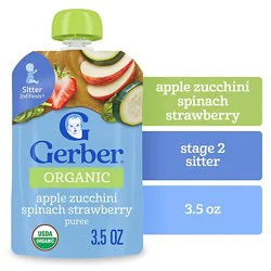 Gerber 2nd Foods Organic Apple Zucchini Spinach Strawberry Baby Food Pouch - 3.5 Oz