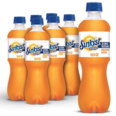 slide 1 of 1, Sunkist Zero Sugar Orange Soda Bottles Multipack - 6-0.5 Liter, 6 ct; 16.9 fl oz