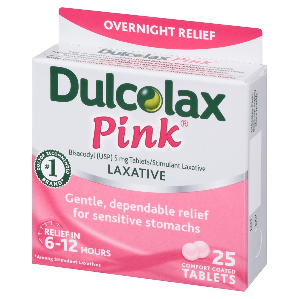 slide 3 of 3, Dulcolax Pink Tablets Overnight Relief 5 mg Laxative 25 ea, 25 ct
