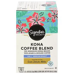 Signature Select Coffee Pods Medium Roast Kona Blend - 12 Count