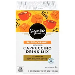Signature Select Cappuccino Drink Mix Single Serve Cup Salted Caramel - 12 Count