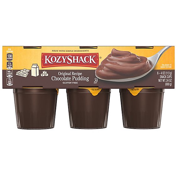 slide 1 of 1, Kozy Shack Original Recipe Chocolate Pudding 6 Count - 24 Oz, 6 ct; 4 oz