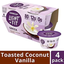 Light + Fit Nonfat Gluten-Free Toasted Coconut Vanilla Greek Yogurt - 4-5.3 Oz
