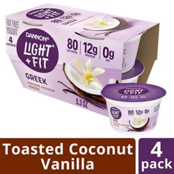 Light + Fit Nonfat Gluten-Free Toasted Coconut Vanilla Greek Yogurt - 4-5.3 Oz