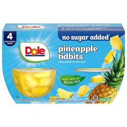 Dole Pineapple Tidbits No Sugar Added Cups - 4-4 Oz