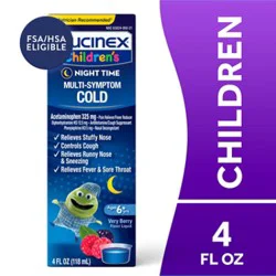 Mucinex Children Nighttime Cold Multi Symptom Liquid Very Berry Flavor - 4 Fl. Oz.