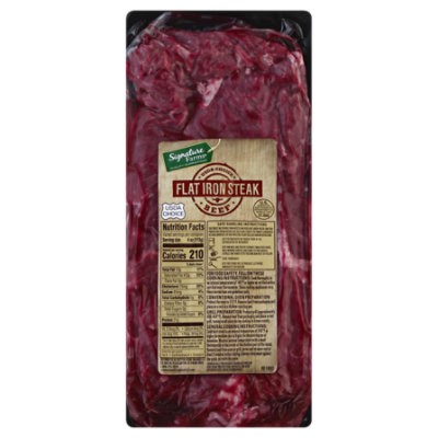 slide 1 of 1, Signature Farms Beef Steak Flat Iron Boneless - 1.5 Lb, per lb