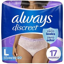 Always Discreet Incontinence Underwear For Women Maximum Absorbency Large - 17 Count