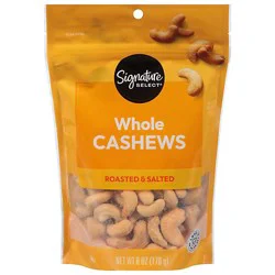 Signature Select Cashews Whole Roasted & Salted - 6 Oz