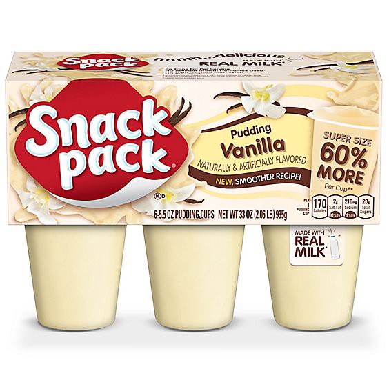 slide 1 of 1, Snack Pack Super Vanilla Pudding - 6-5.5 Oz, 6 ct; 5.5 oz