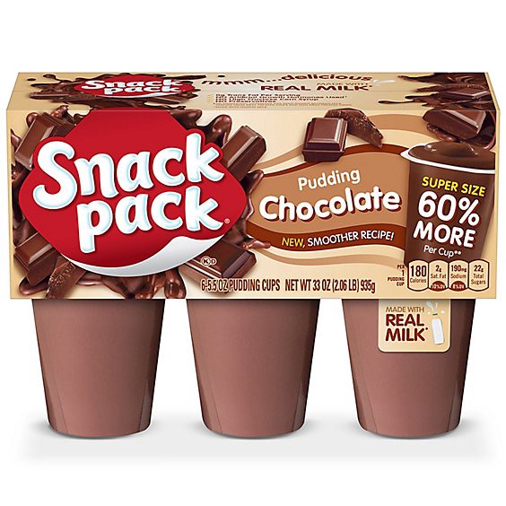 slide 1 of 1, Snack Pack Super Chocolate Pudding - 6-5.5 Oz, 6 ct; 5.5 oz