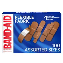 Band-Aid Brand Adhesive Bandages Flexible Fabric Assorted - 100 Count