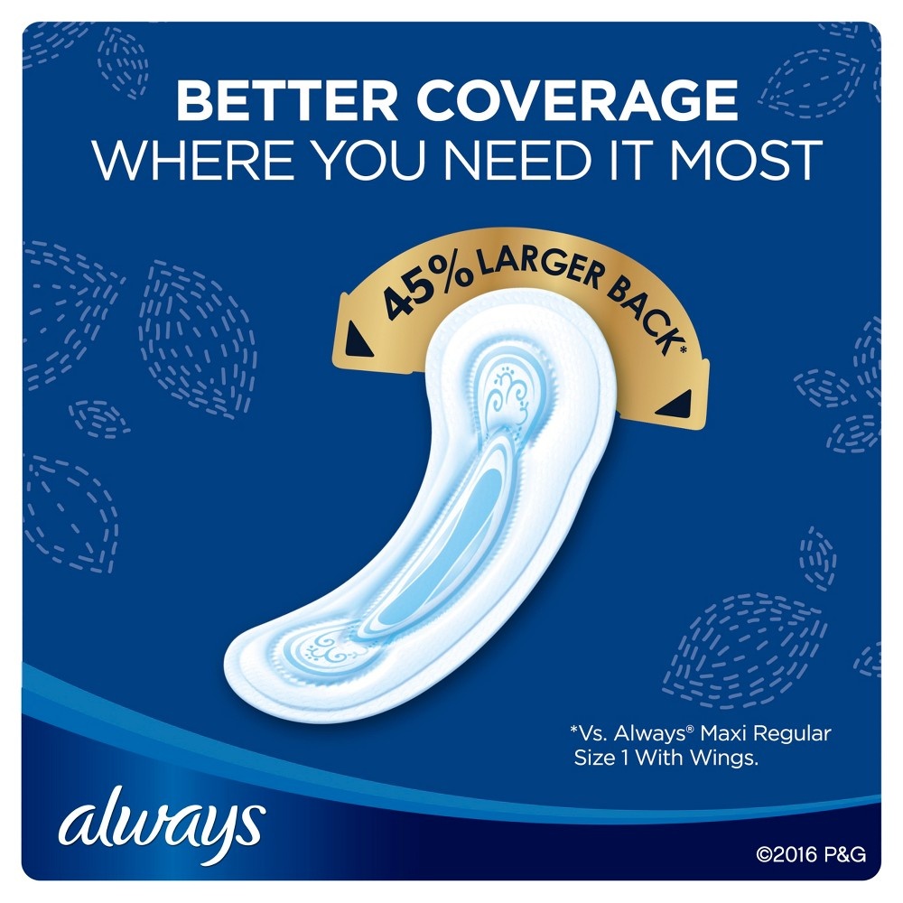 slide 5 of 8, Always Maxi Overnight Pads with Wings, Size 4, Overnight, Unscented, 28 Count, 28 ct