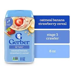 Gerber Lil Bits Cereal Oatmeal Banana Strawberry - 8 Oz