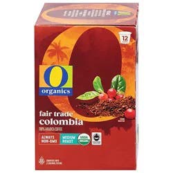 O Organics Coffee Organic Arabica Single Serve Cups Medium Roast Colombian - 12 Count