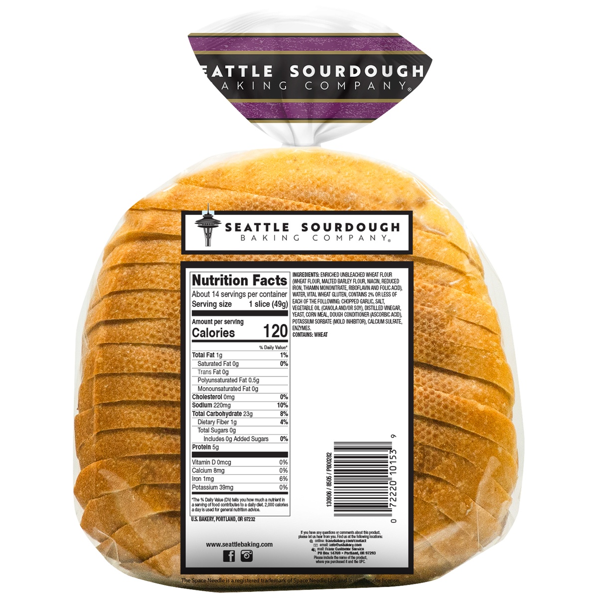 slide 6 of 6, Seattle Sourdough Baking Co. Seattle Sour Garlic Sour Sliced Round Sourdough Bread 24oz, 24 oz