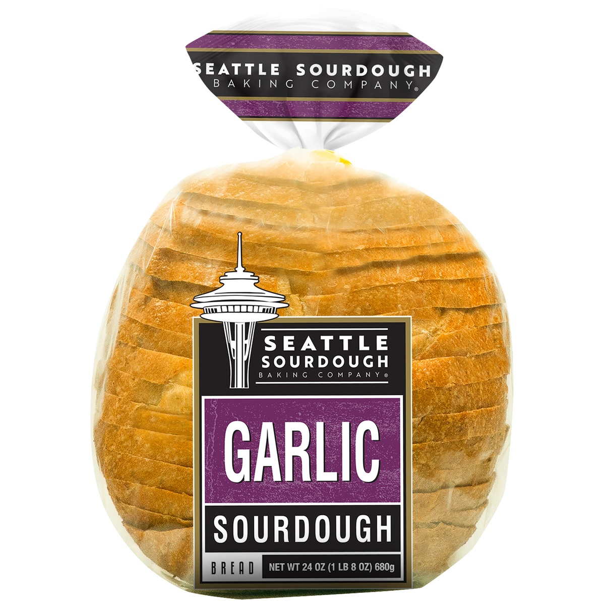 slide 3 of 6, Seattle Sourdough Baking Co. Seattle Sour Garlic Sour Sliced Round Sourdough Bread 24oz, 24 oz