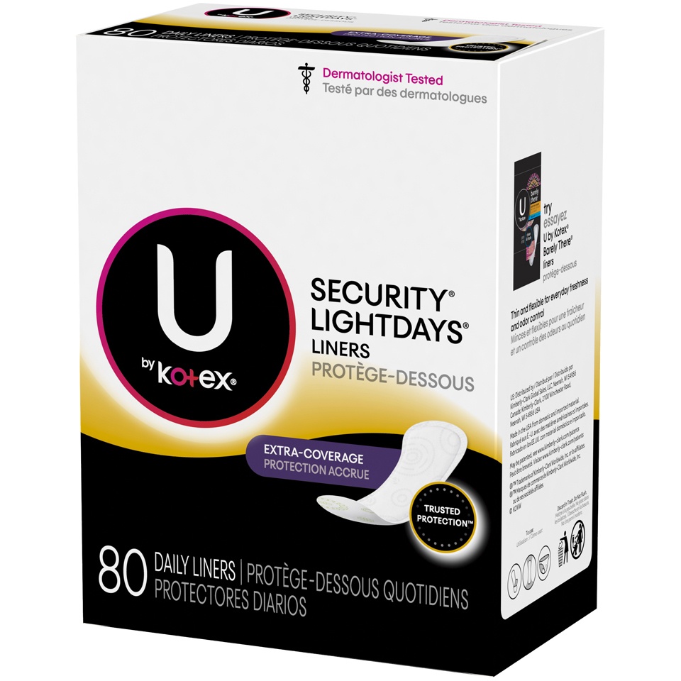 slide 2 of 3, U by Kotex Clean & Secure Fragrance Free Panty Liners - Light Absorbency - 80ct, 80 ct