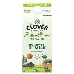 Clover Organic Milk Lowfat 1% Ultra Pasteurized - Half Gallon