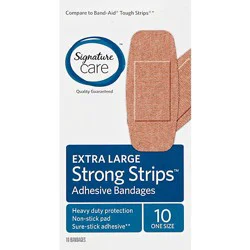 Signature Select/care Adhesive Bandages Strong Strips Extra Large One Size - 10 Count