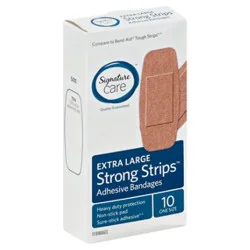 Signature Select/care Adhesive Bandages Strong Strips Extra Large One Size - 10 Count