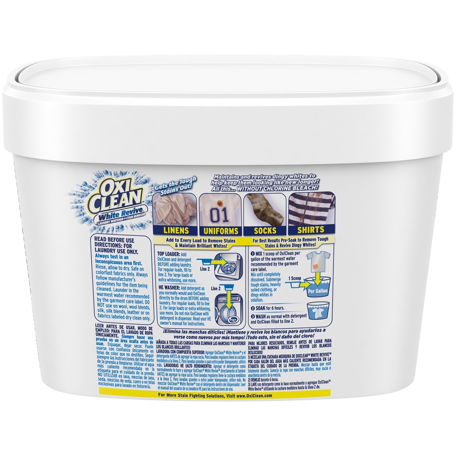 slide 4 of 4, Oxi-Clean White Revive Laundry Whitener + Stain Remover, 3 lbs., 48 oz
