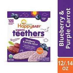 Happy Baby Organics Teether Crackers Blueberry & Purple Carrot - 12-0.14 Oz