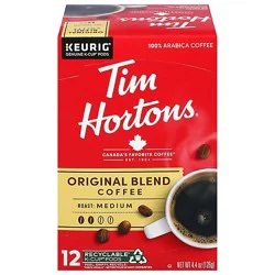 Tim Hortons Coffee K Cup Pods Medium Roast Original Blend - 12-0.37 Oz