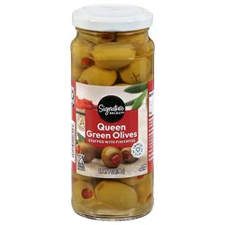 Signature Select Olives Queen Stuffed With Pimiento Jar - 7 Oz