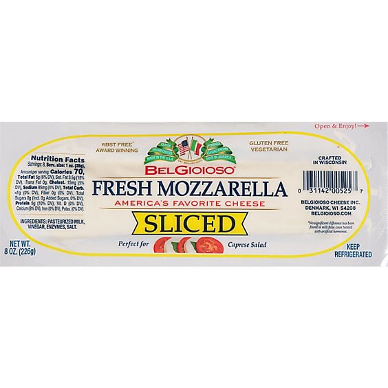 slide 1 of 1, Belgioioso Sliced Fresh Mozzarella Cheese Log - 8 Oz, 8 oz