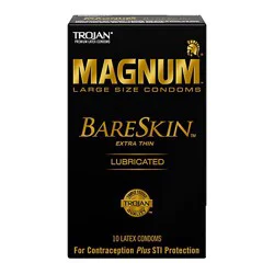 Trojan Magnum Bareskin Large Size Condoms - 10 Count