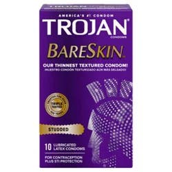 Trojan Studded Bareskin Lubricated Condoms - 10 Count