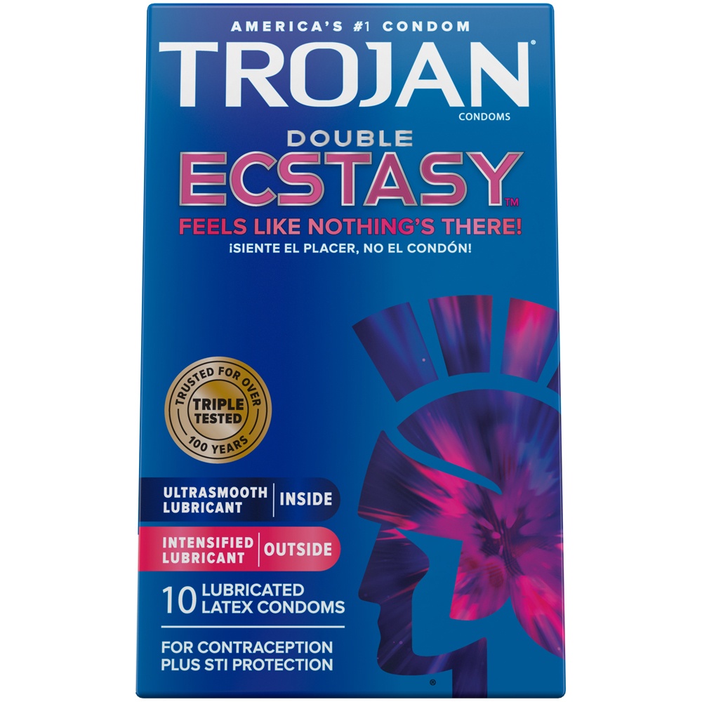 slide 2 of 7, Trojan Double Ecstasy Lubricated Condoms - 10ct, 10 ct