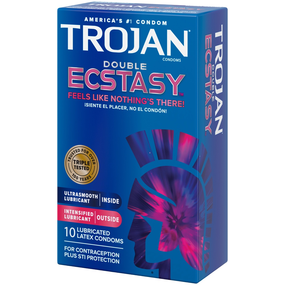 slide 4 of 7, Trojan Double Ecstasy Lubricated Condoms - 10ct, 10 ct