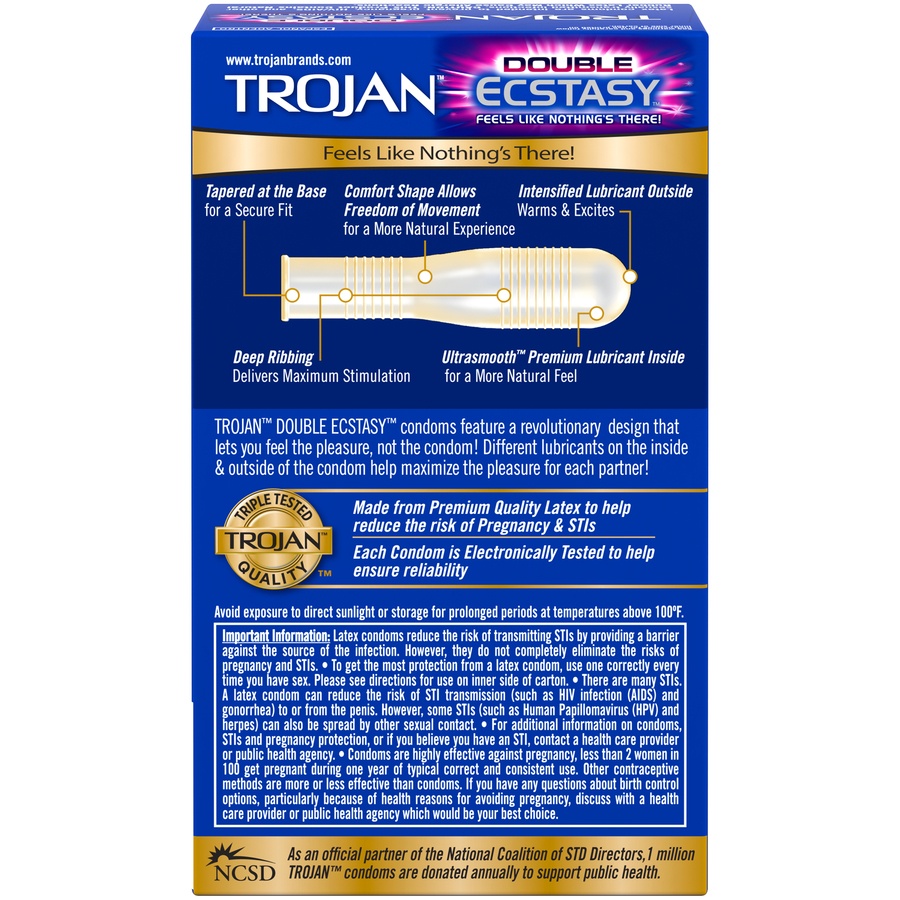 slide 7 of 7, Trojan Double Ecstasy Lubricated Condoms - 10ct, 10 ct