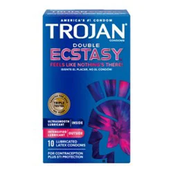 Trojan Double Ecstasy Lubricated Condoms - 10 Count