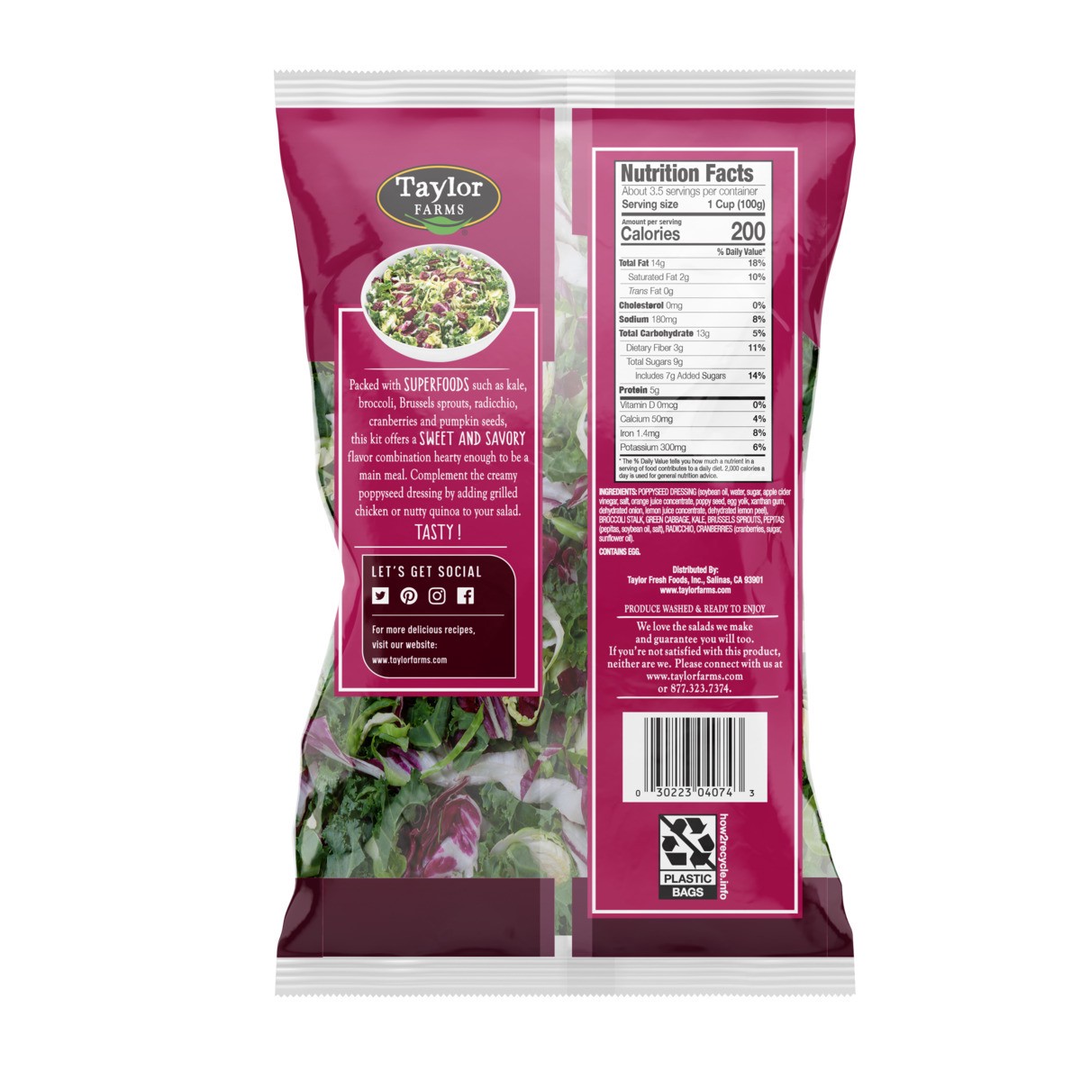 slide 7 of 9, Taylor Farms Sweet Kale Chopped Salad Kit Bag - 12 Oz, 12 oz