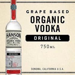 Hanson Of Sonoma Original Family Made Organic Grape Based Vodka Alcohol Bottle - 750 Ml