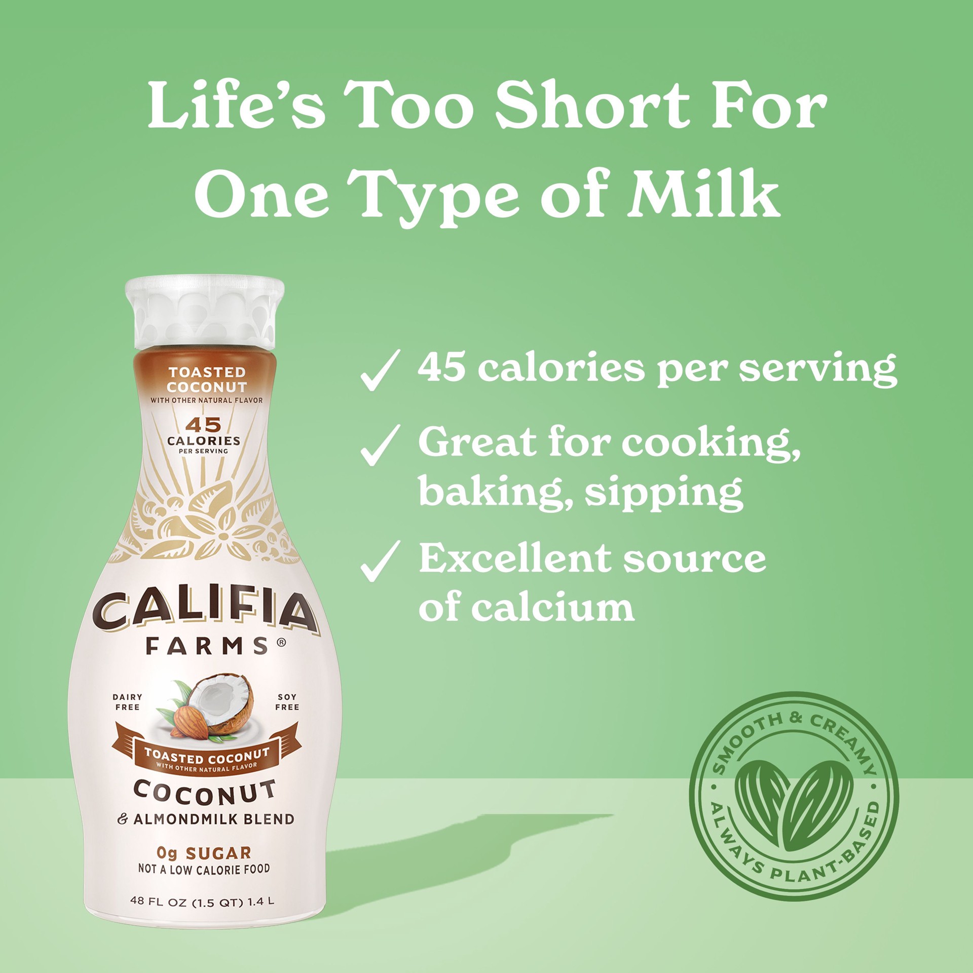 slide 5 of 5, Califia Farms Toasted Coconut Almond Milk - 48 Fl. Oz., 48 fl oz
