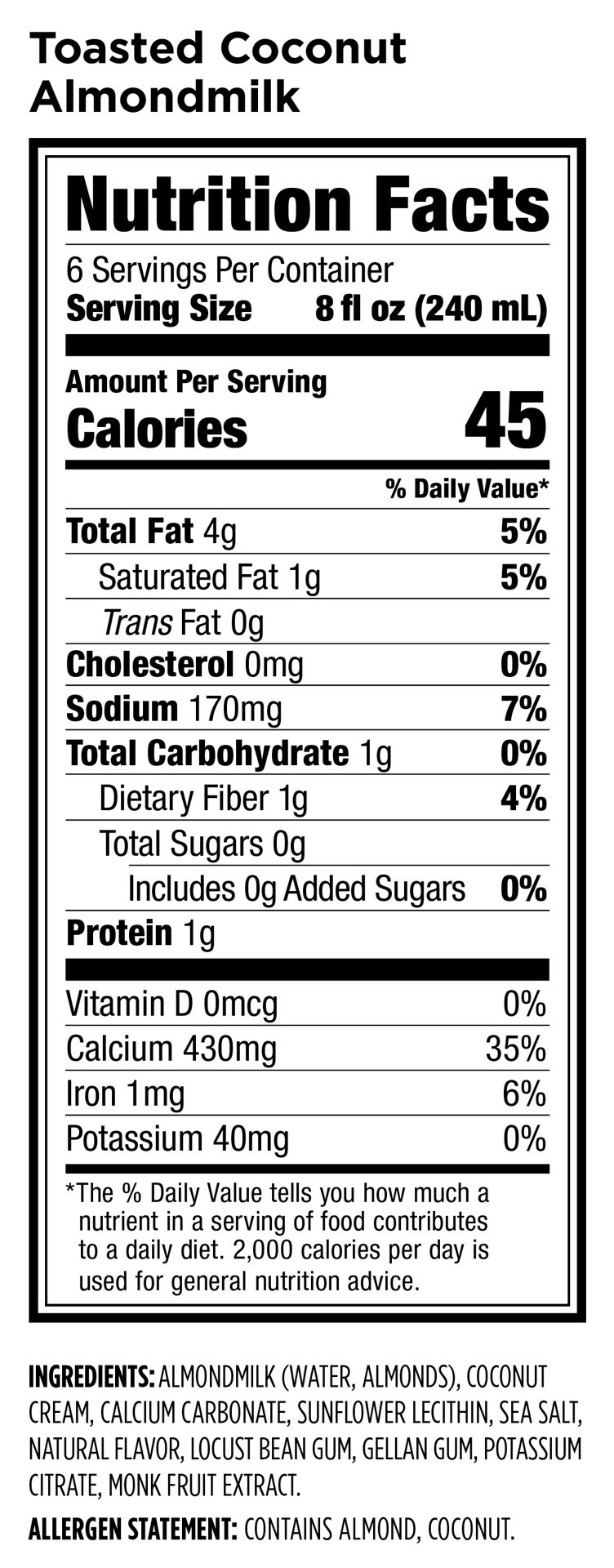 slide 2 of 5, Califia Farms Toasted Coconut Almond Milk - 48 Fl. Oz., 48 fl oz