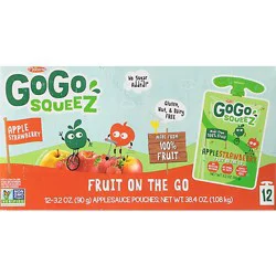Gogo Squeez Applesauce Apple Strawberry - 12-3.2 Oz