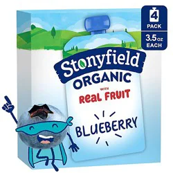 Stonyfield Organic Kids Reduced Fat Yogurt Pouches Blueberry - 4-3.5 Oz