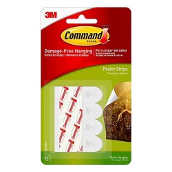3m Command Poster Strips White - 12 Count